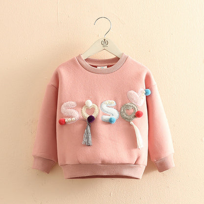 Hoodies Kids Baby Girls Plus Velet Winter