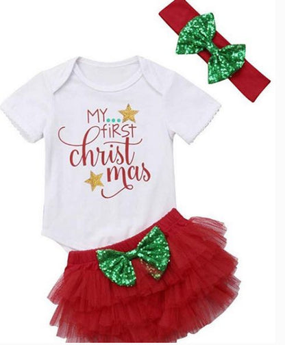 Three-piece Christmas Children's Set In Summer