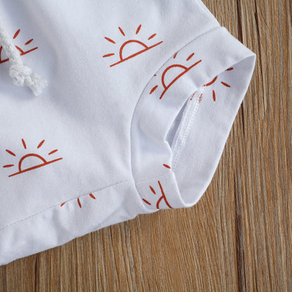 New Sun Print Short-sleeved T-shirt Shorts