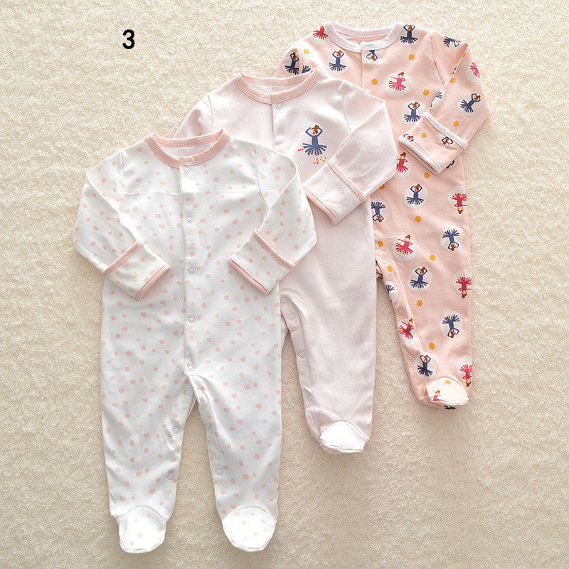 Three New Baby One Piece Rompers With Long Sleeves And Feet