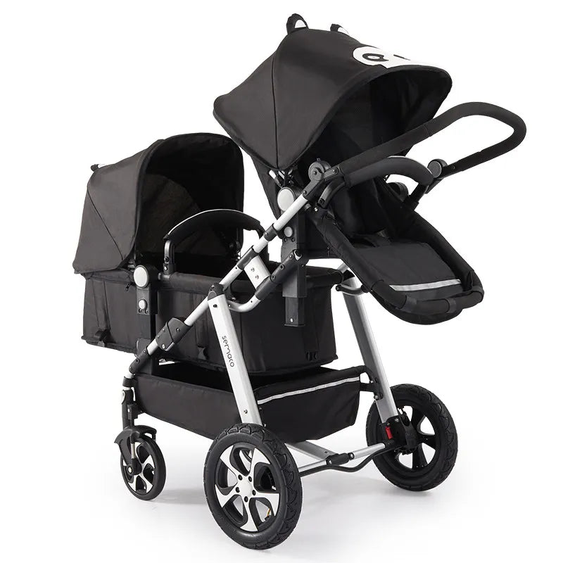 Luxury Twin Baby Stroller,High Landscape Pram,Folding Carriage