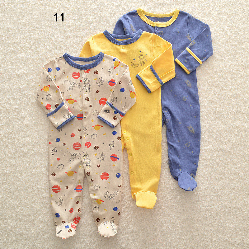 Three New Baby One Piece Rompers With Long Sleeves And Feet