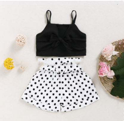 Polka Dot Flared Shorts Suit