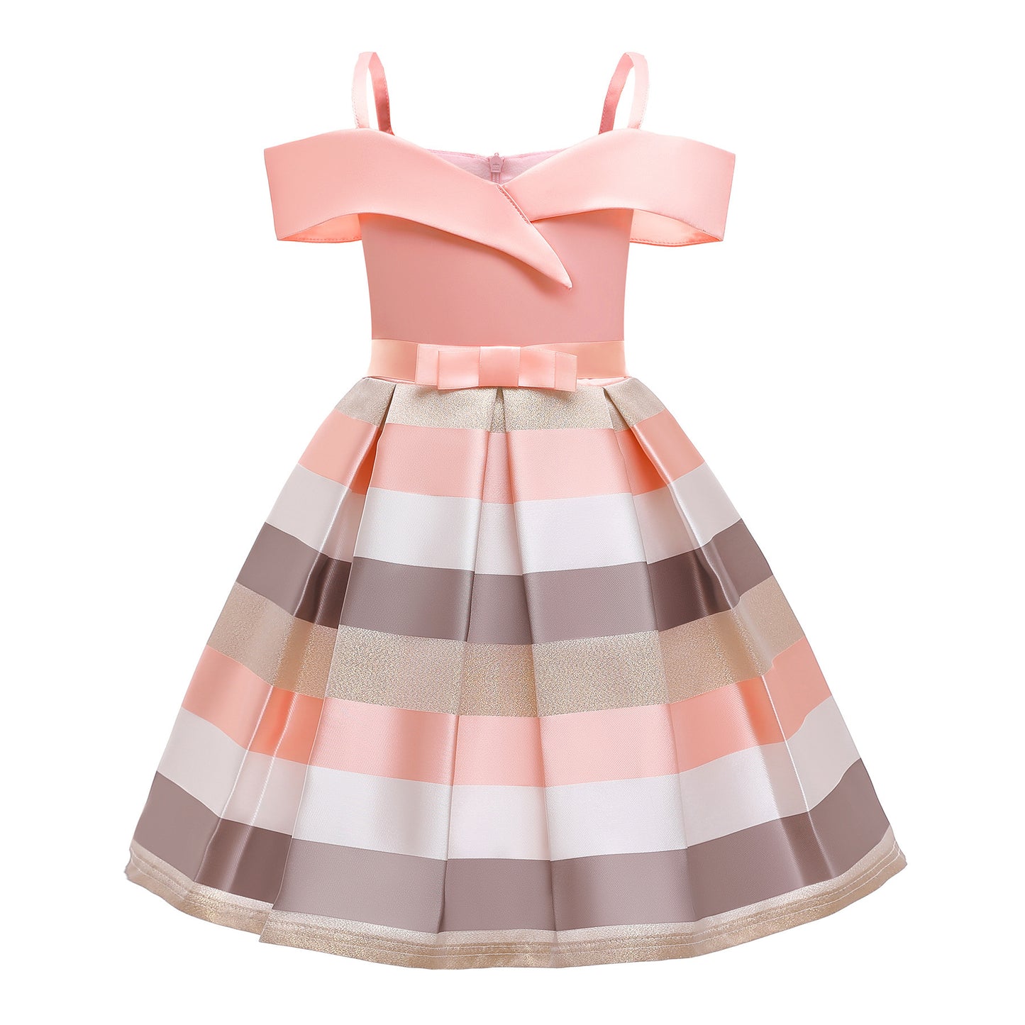 Fashion Sling Dress Walang Strapless Striped Birthday Dress ng mga Bata