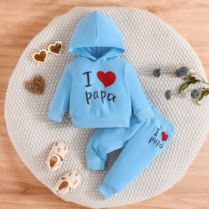 New Baby Love Letter Printed Hoodie Trousers Set