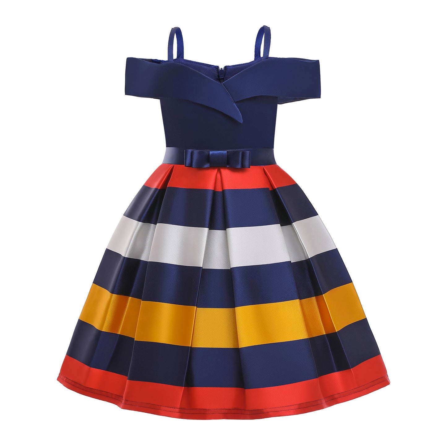 Fashion Sling Dress Walang Strapless Striped Birthday Dress ng mga Bata