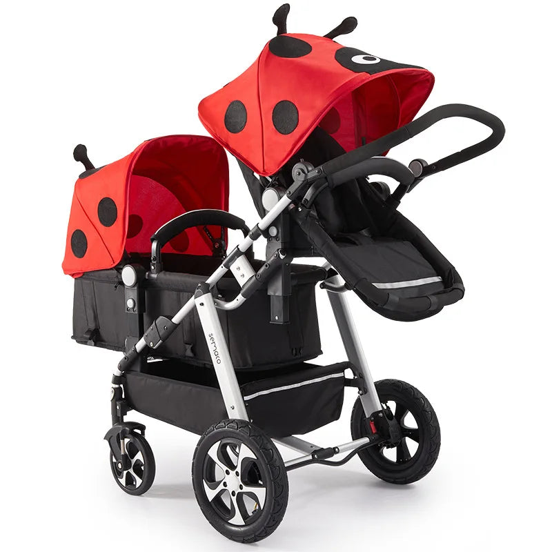 Luxury Twin Baby Stroller,High Landscape Pram,Folding Carriage